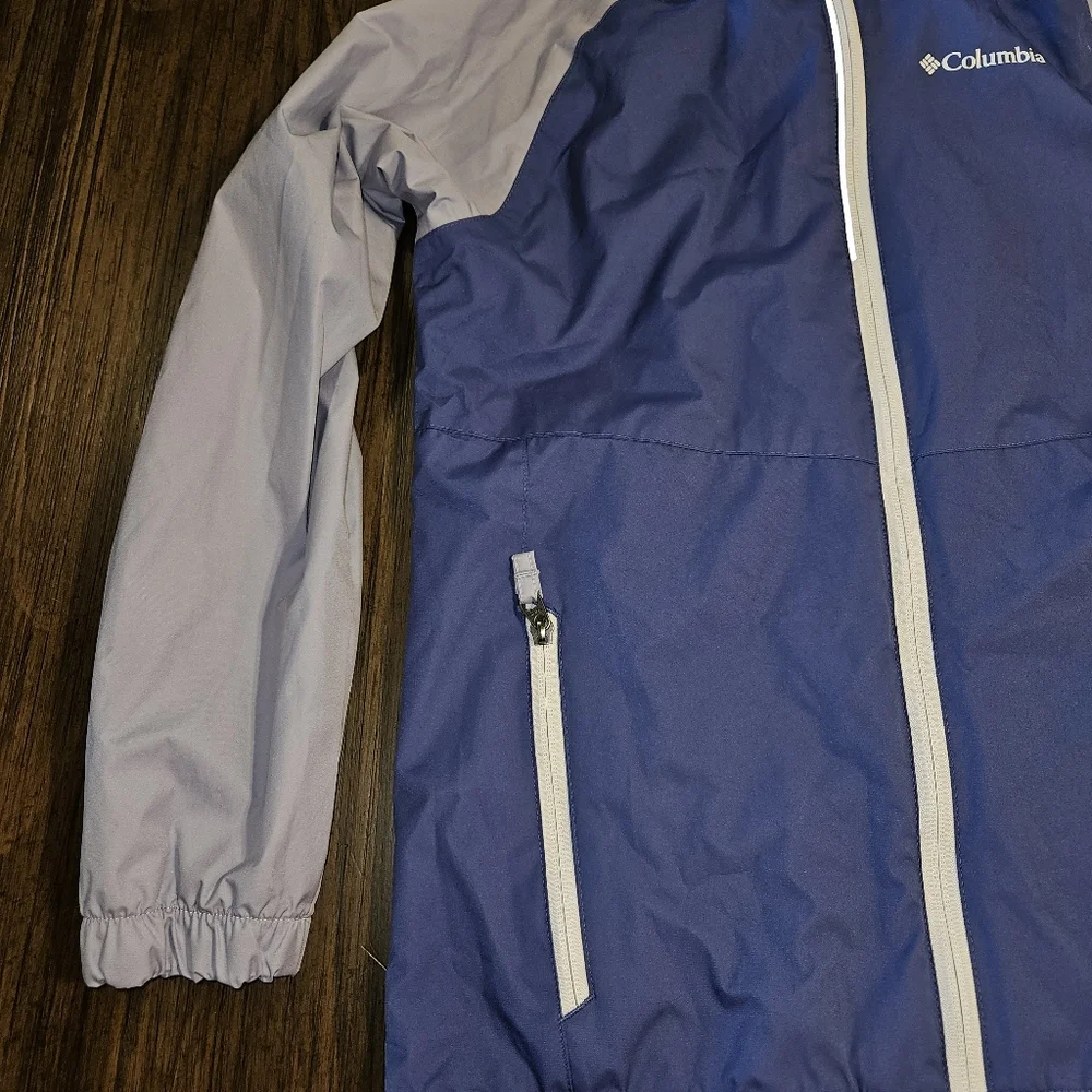 Columbia Girl's Windbreaker SZ L (14/16) Purple & Lavender Zipper Front Long SLV